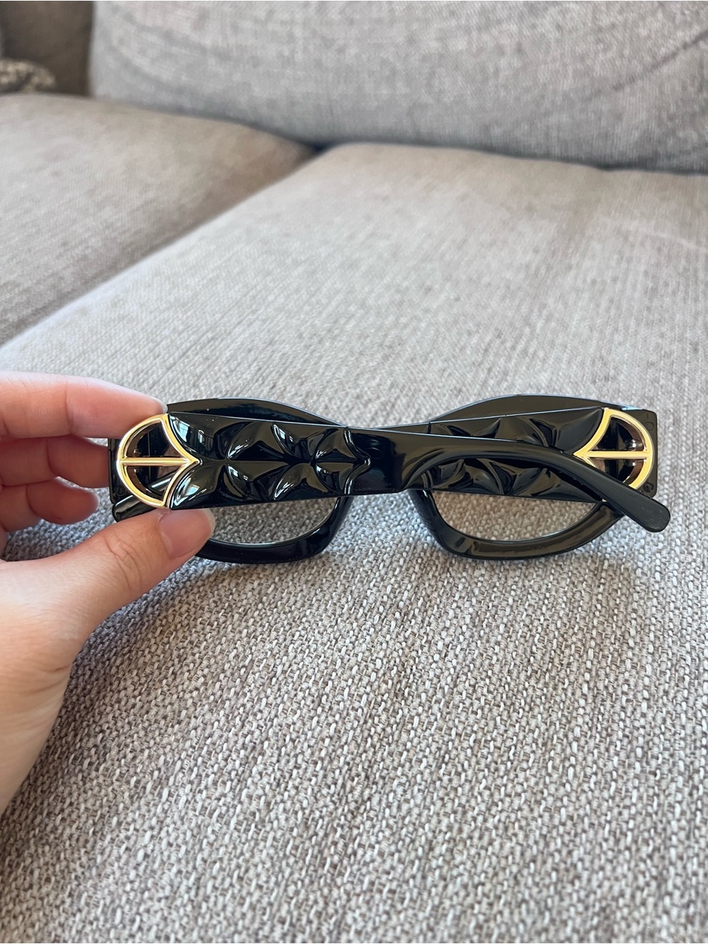 Bvlgari Calla BV40049I Black Oval Sunglasses with Gold Accent - Picture 3 of 8